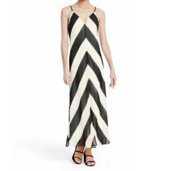 Christopher John Rogers Dresses & Skirts - NWOT Christopher John Rogers Black White Striped maxi slip  dress sz 12